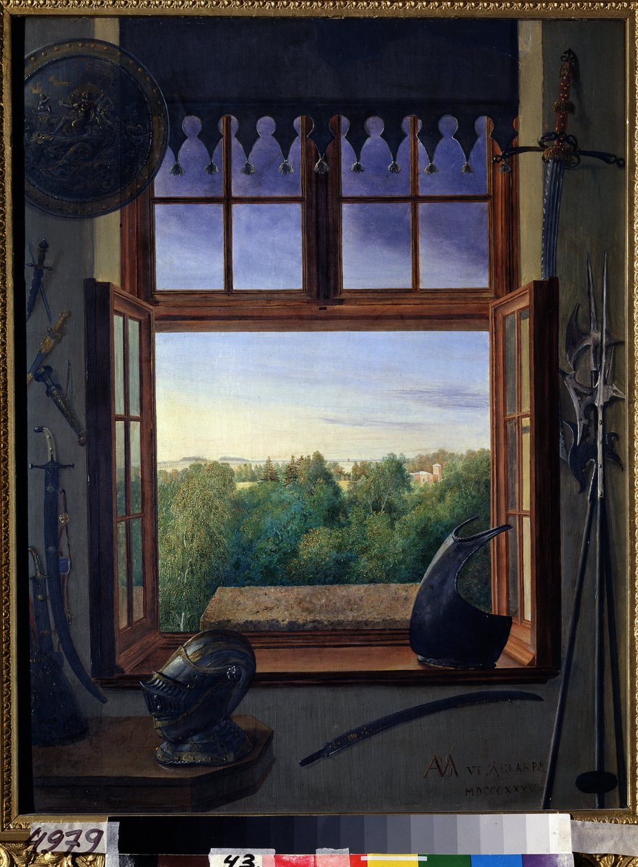 Blick auf den Alexanderpark vom Fenster der Waffenkammer im Palast von Zarskoje Selo von Grand Duchess Maria Nikolaevna of Russia