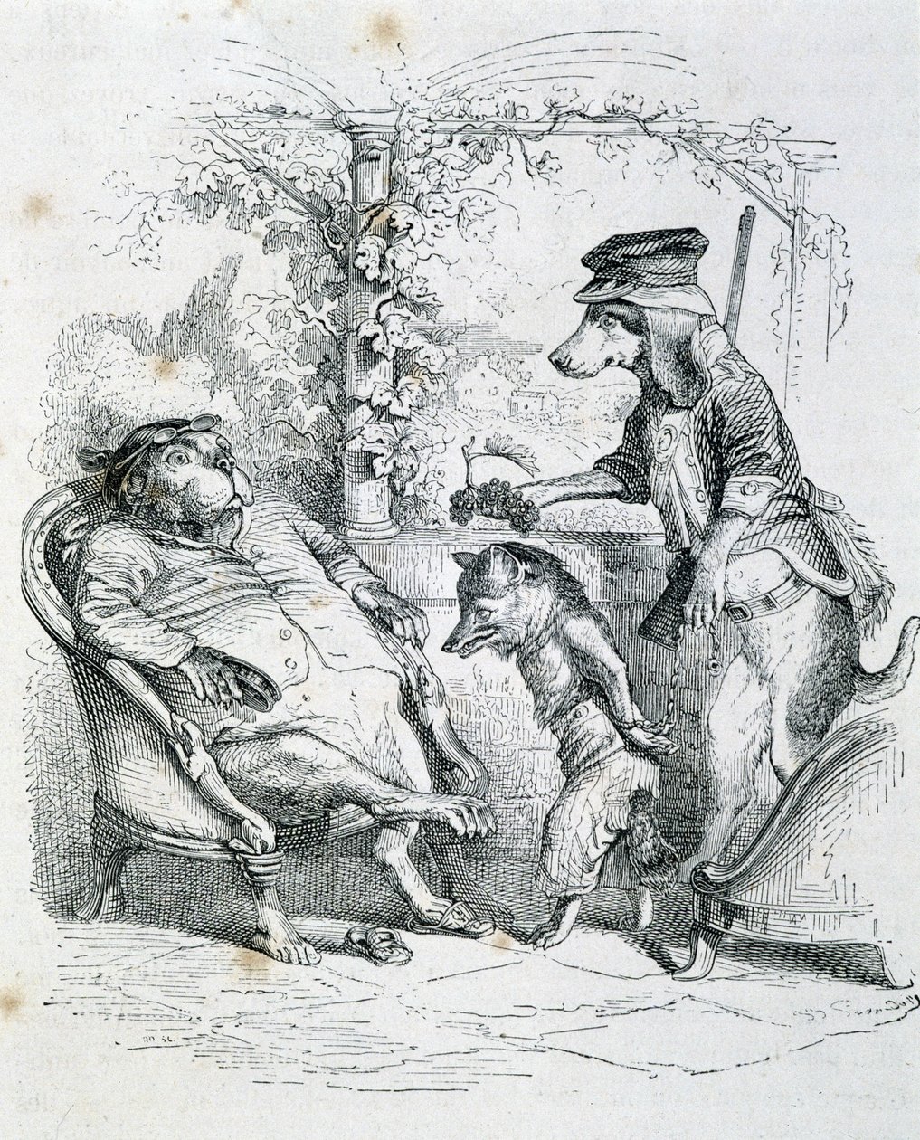 Die zwei Hunde und der Riffler Fuchs - von Grandville von Grandville