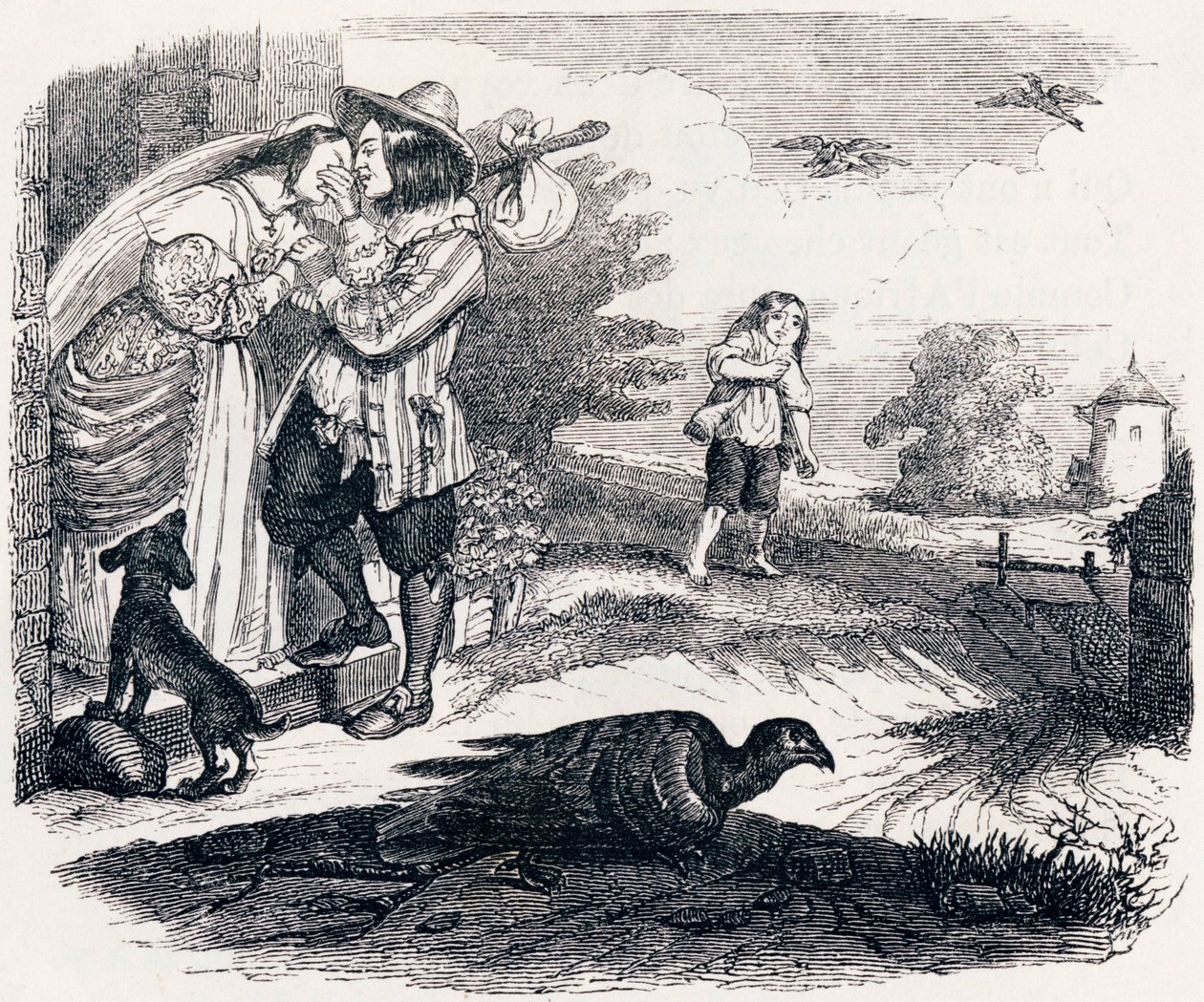 Die beiden Tauben - Fabeln von La Fontaine von Grandville