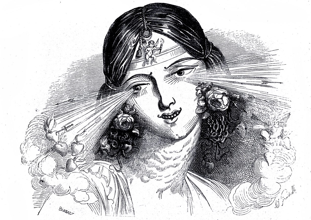 Gesicht einer Frau mit durchdringenden Augen von Grandville (1803 47)