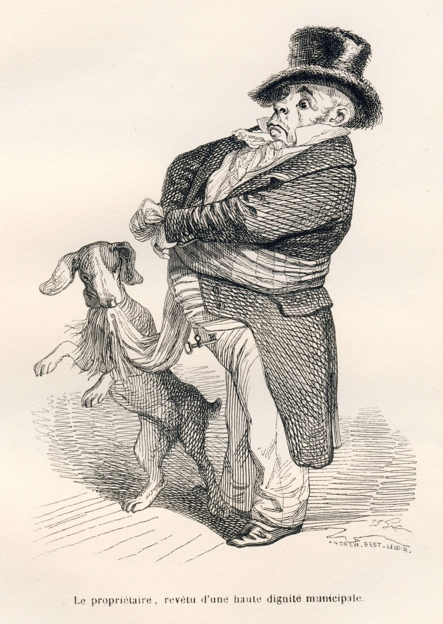 Der Besitzer, bekleidet mit einer hohen städtischen Würde. Vignetten illustriert von JJ Granville. Gravur signiert Andrew, Best und Leloir in dem Teil "Ein Fuchs in der Falle" geschrieben von Charles Nodier in "Szenen aus dem privaten und öffentlichen Lebe von Grandville