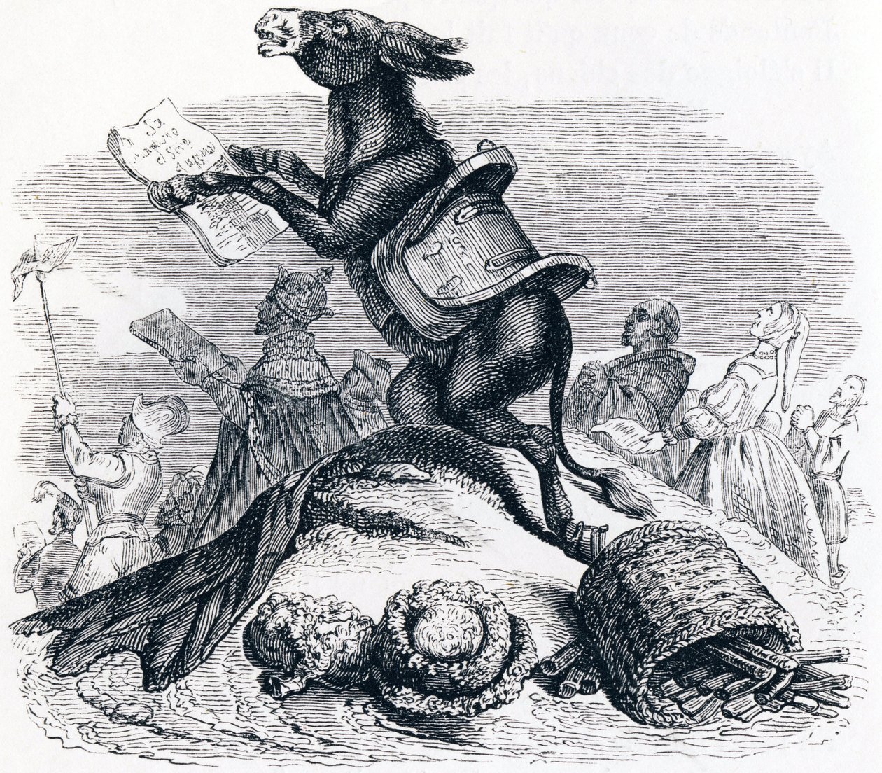 Der Esel und seine Herren - Fabeln von La Fontaine von Grandville