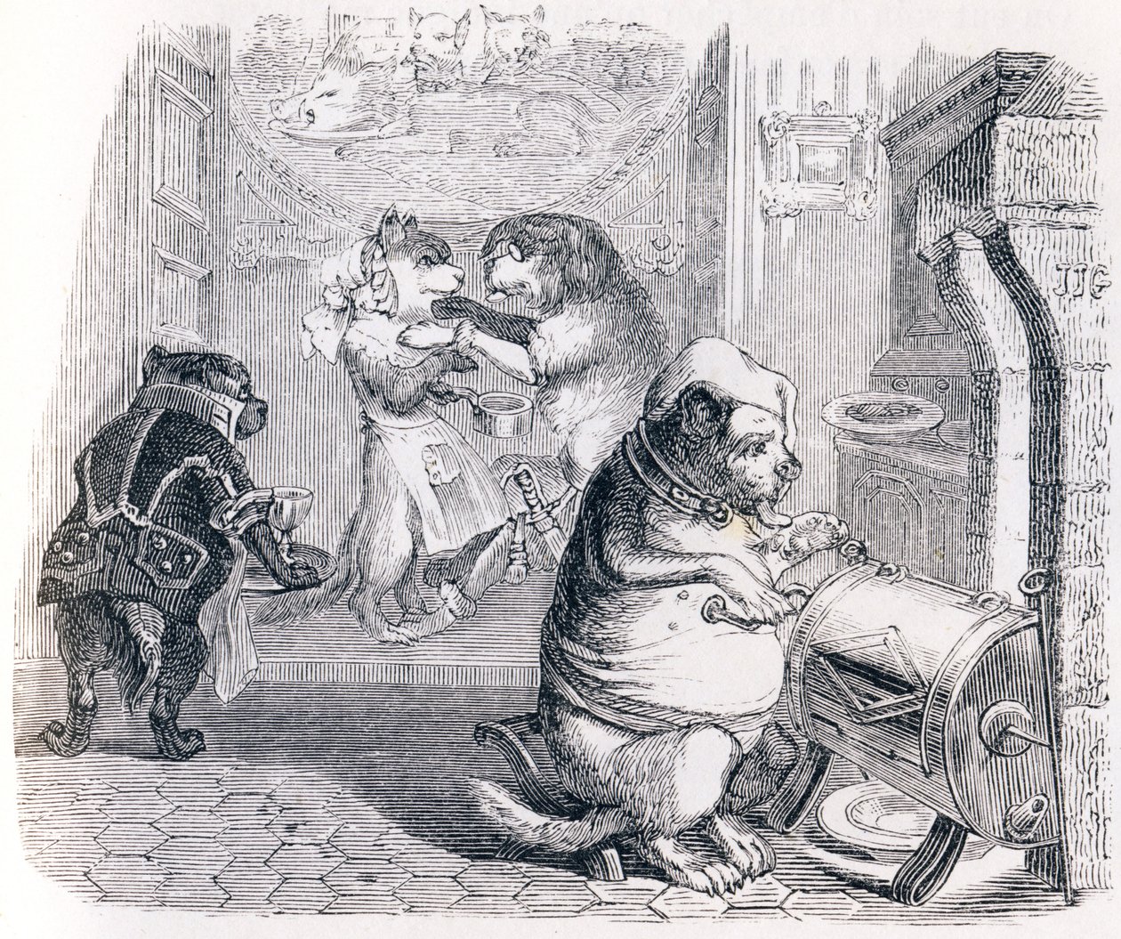 Die Erziehung - Fabeln von La Fontaine von Grandville