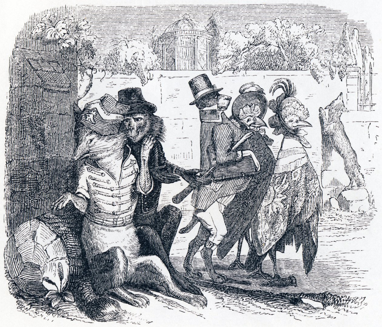 Der Fuchs und die Trauben - Fabeln von La Fontaine von Grandville