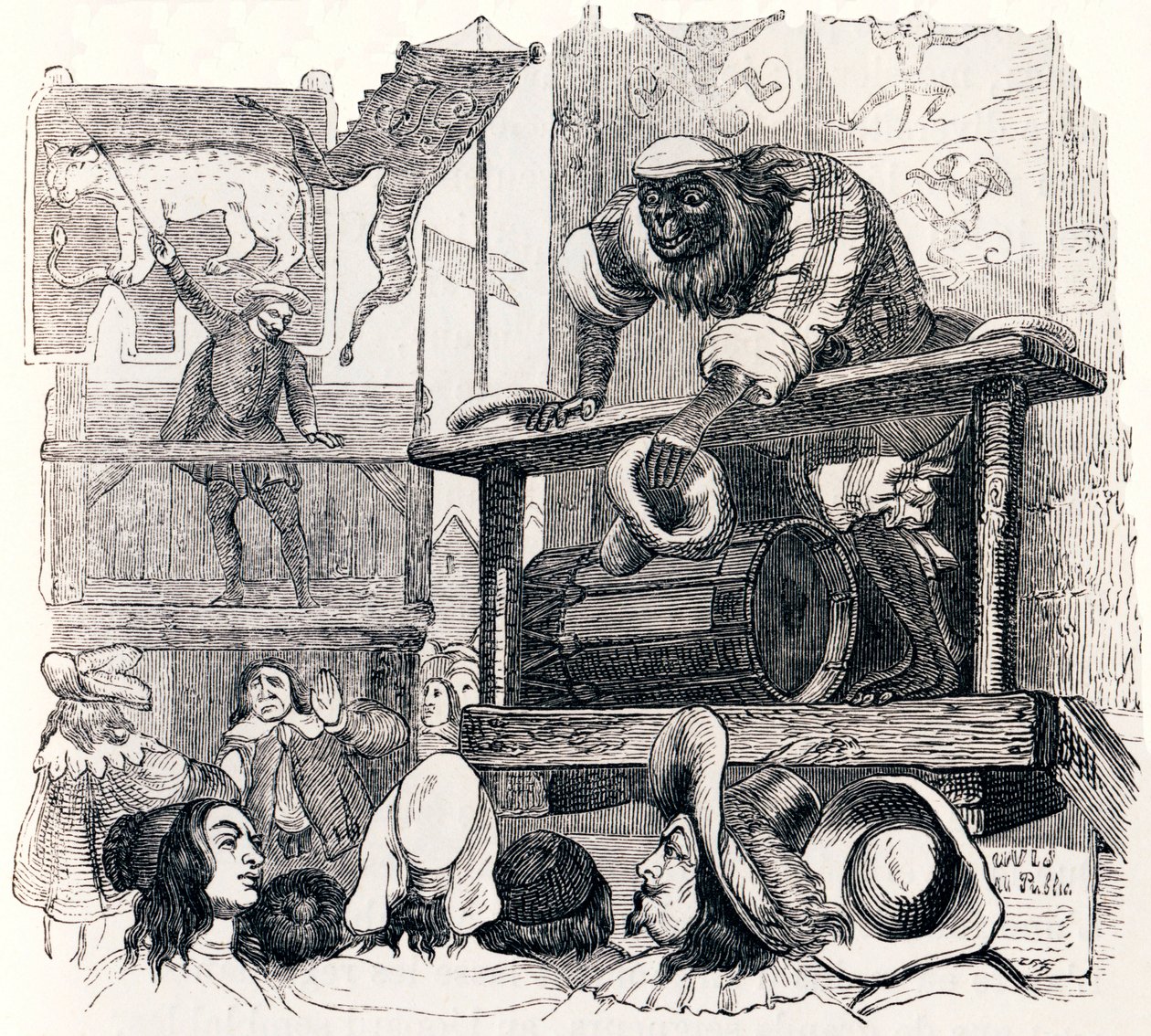 Der Affe und der Leopard - Fabeln von La Fontaine von Grandville