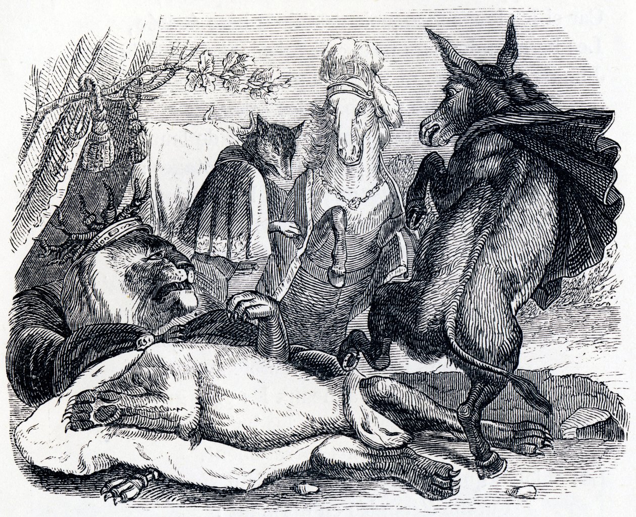 Der alte Löwe - Fabeln von La Fontaine von Grandville