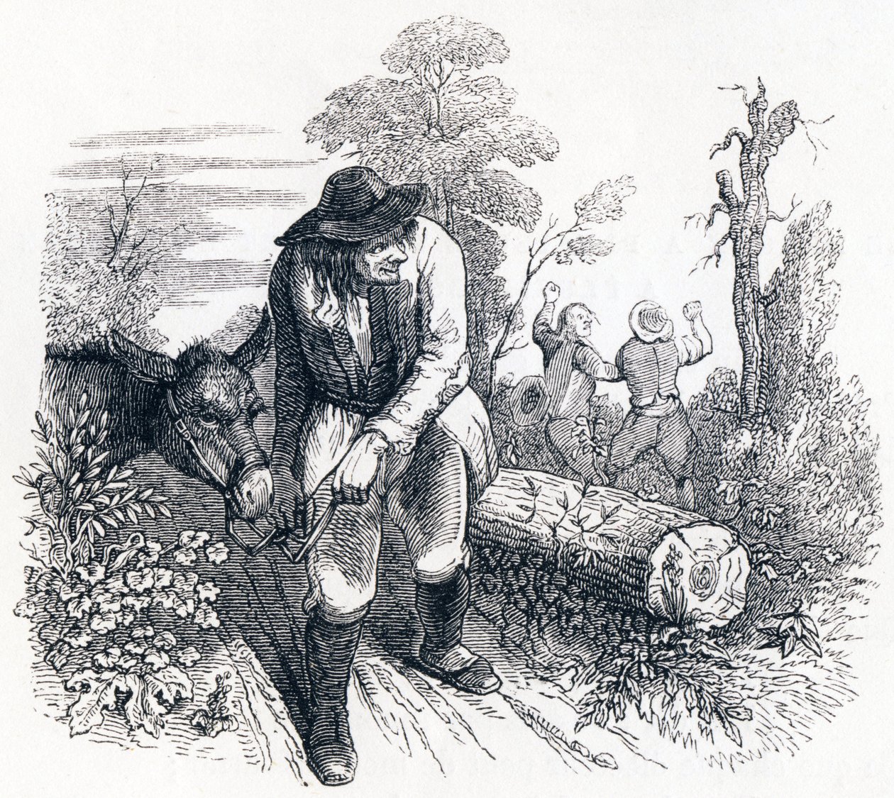 Die Diebe und der Esel - Fabeln von La Fontaine von Grandville