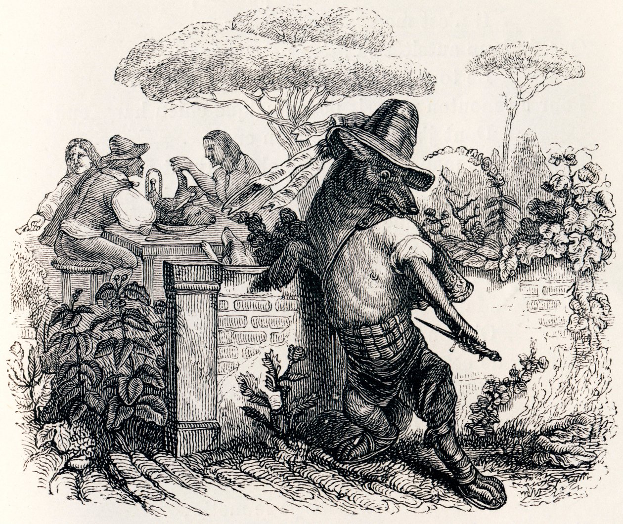 Der Wolf und die Hirten - Fabeln von La Fontaine von Grandville