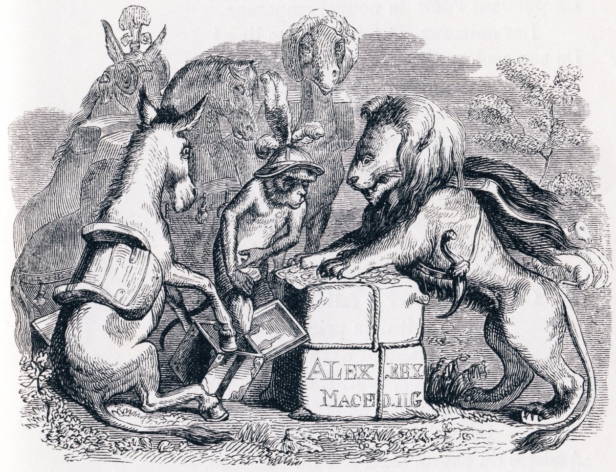 Tribut der Tiere an Alexander - Fabeln von La Fontaine von Grandville