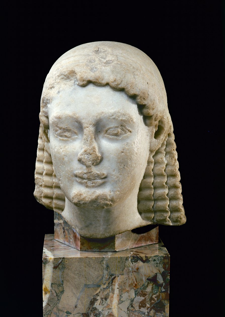 Kopf eines Kouros, aus Athen, ca. 510 v. Chr. von Greek