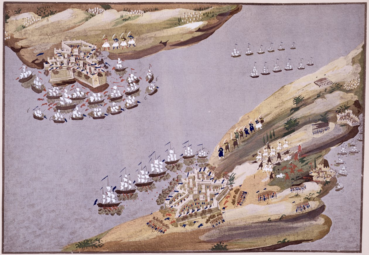 Schlachten um die Inseln Kreta und Samos, Tafel 23 aus Bildliche Geschichte des griechischen Unabhängigkeitskrieges von General Makryjannis von Greek School