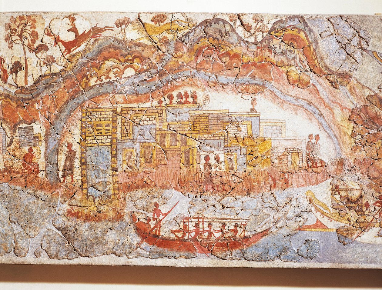 Griechische Zivilisation, Fresko, das eine Schiffsprozession darstellt, aus Akrotiri, Thera-Insel, Santorini, Griechenland von Greek School