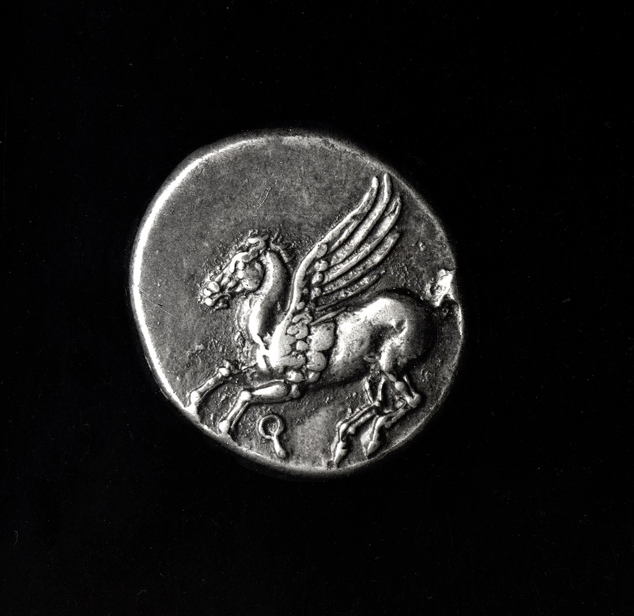 Rückseite einer Münze mit Pegasus, aus Korinth, 700-300 v. Chr. von Greek School