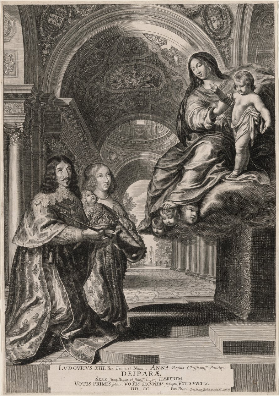 Das Gelübde von Ludwig XIII. (Ludwig XIII. und seine Frau, Anna von Österreich, übergeben den neuen Prinzen und die Krone der Jungfrau) von Gregoire Huret