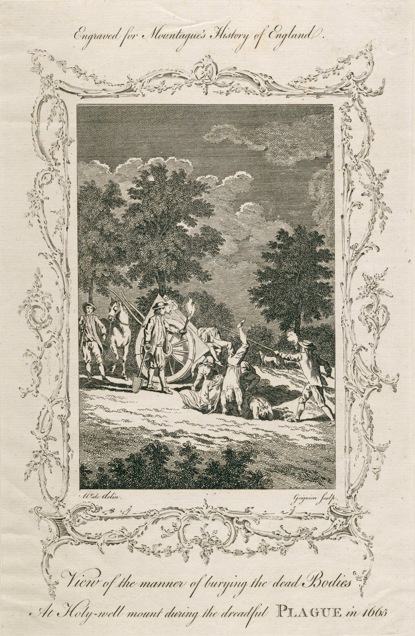 Begräbnis von Pestopfern, Holywell Mount, Shoreditch, London, 1665, spätes 18. Jahrhundert von Grignion