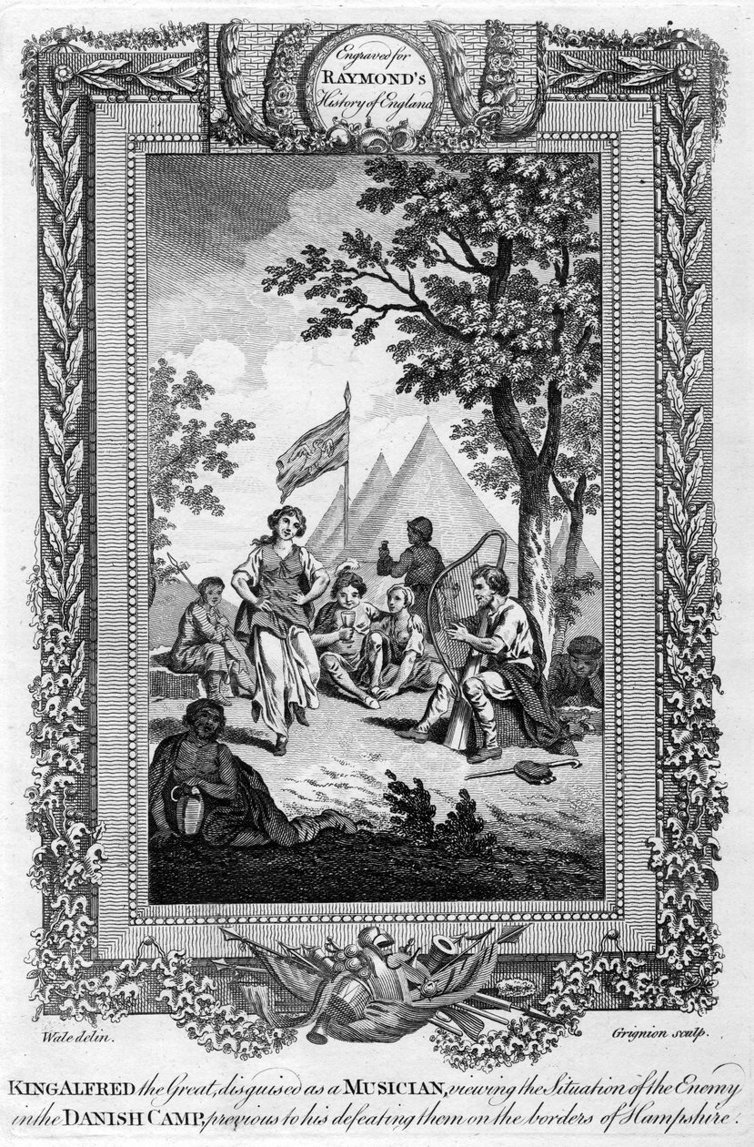 König Alfred der Große, verkleidet als Musiker von Grignion