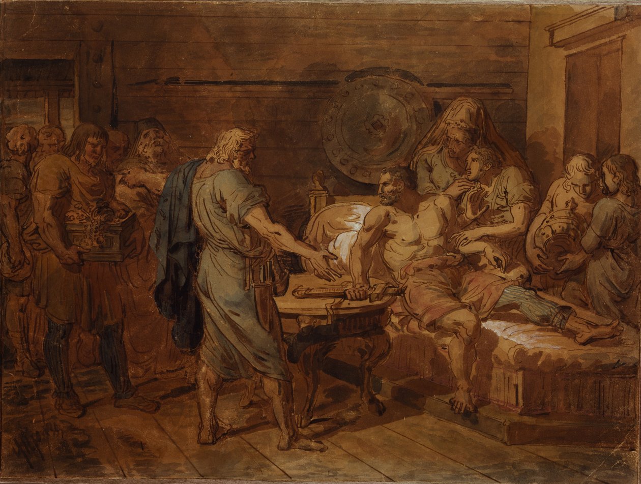 Kuzma Minins Appell an den Prinzen Dmitry Pozharsky von Grigori Ivanovich Ugryumov