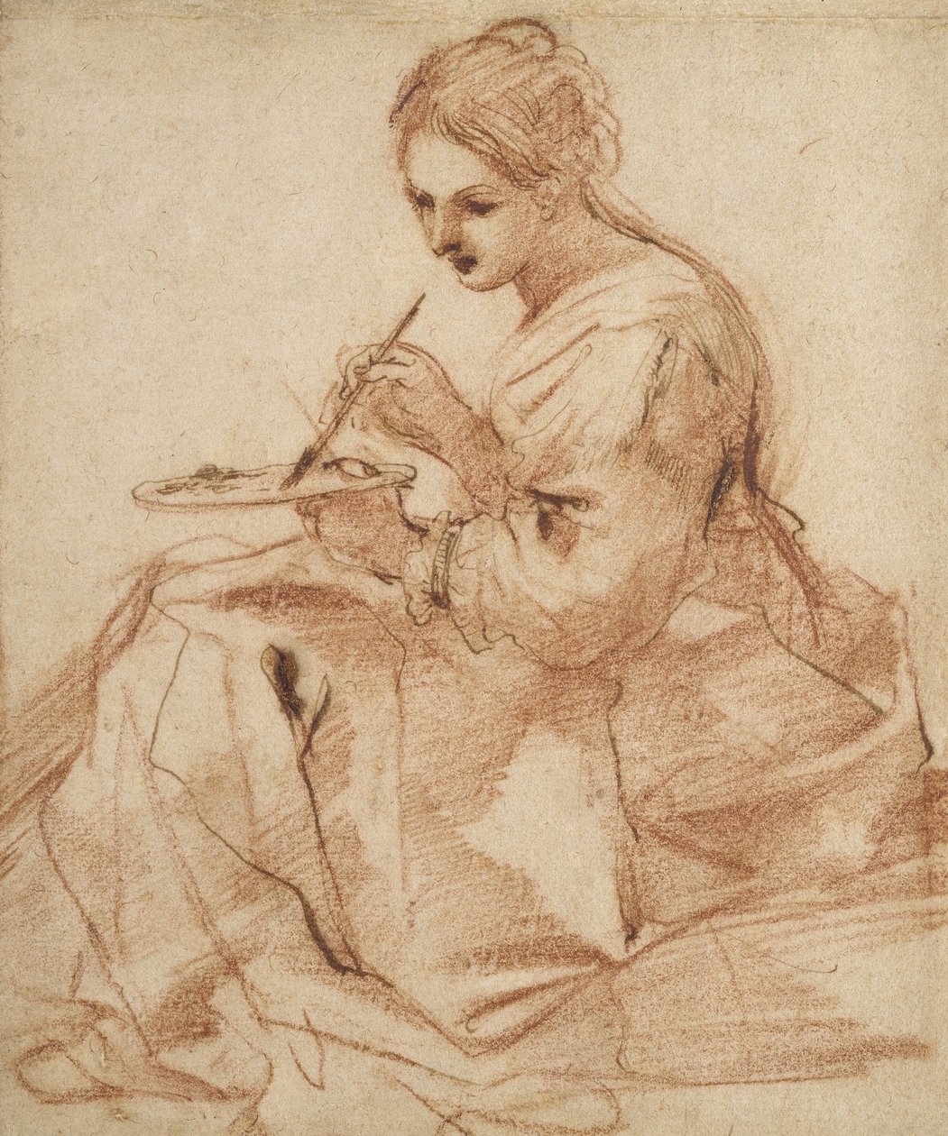 Eine Frau malt (Eine Allegorie der Malerei), ca. 1618 von Giovanni Francesco Barbieri