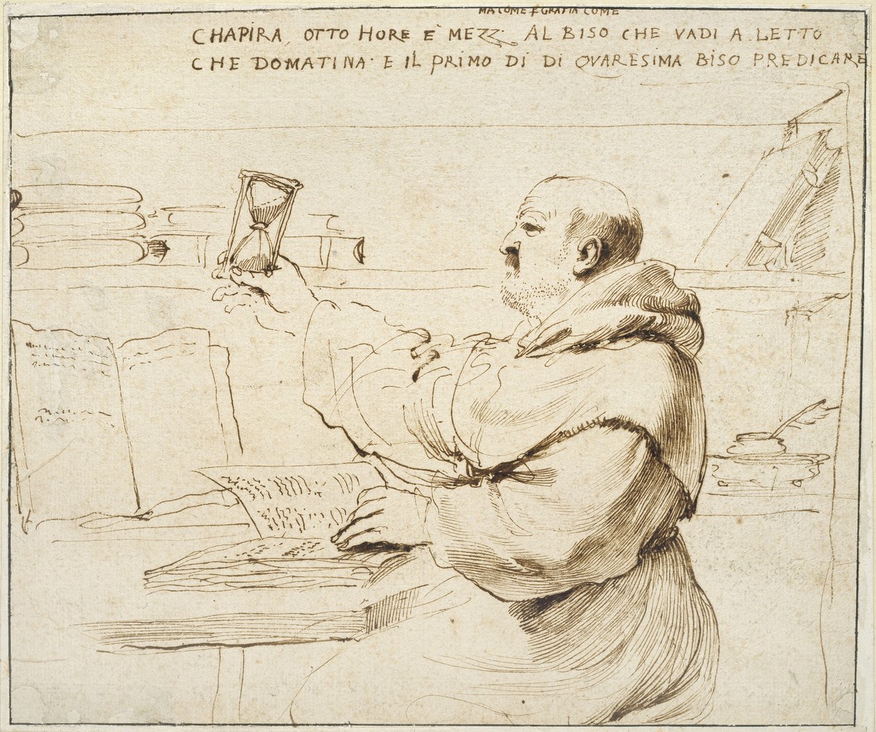 Karikatur von Fra Bonaventura Bisi, 1655 - 1659 von Giovanni Francesco Barbieri