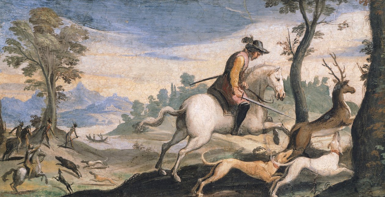Hirsch- und Wildschweinjagd von Guercino