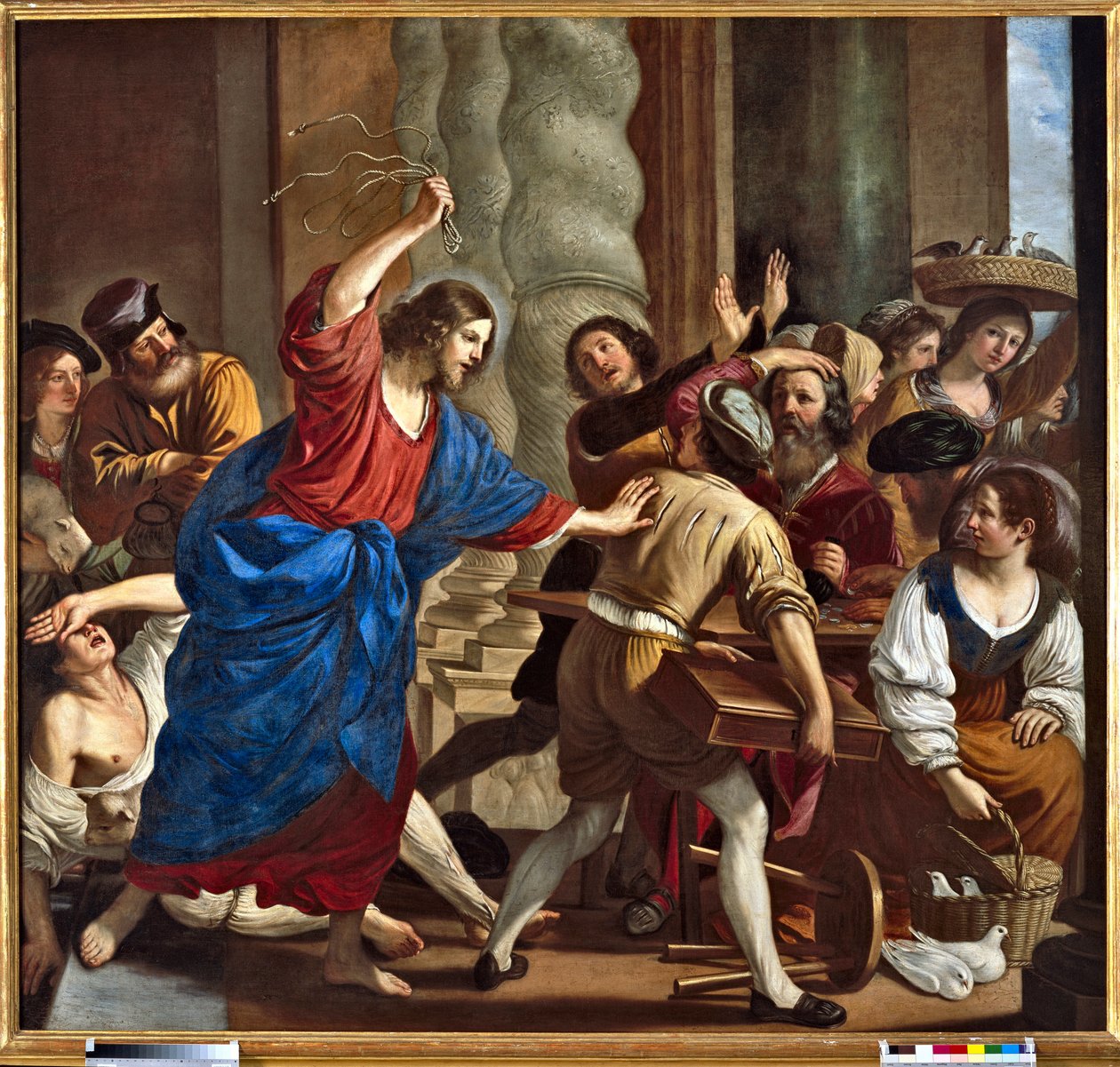 Christus vertreibt die Geldwechsler aus dem Tempel. Gemälde von Giovanni Francesco Barbieri, genannt Il Guercino von Guercino