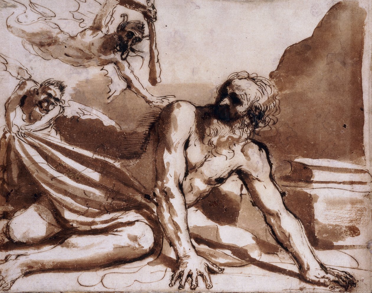 Der heilige Antonius von den Teufeln geschlagen von Guercino