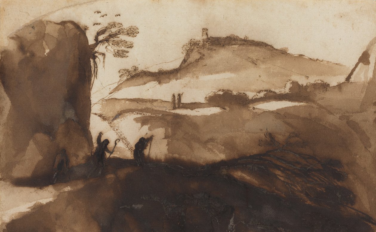 Hirten, die in eine Schlucht blicken von Guercino