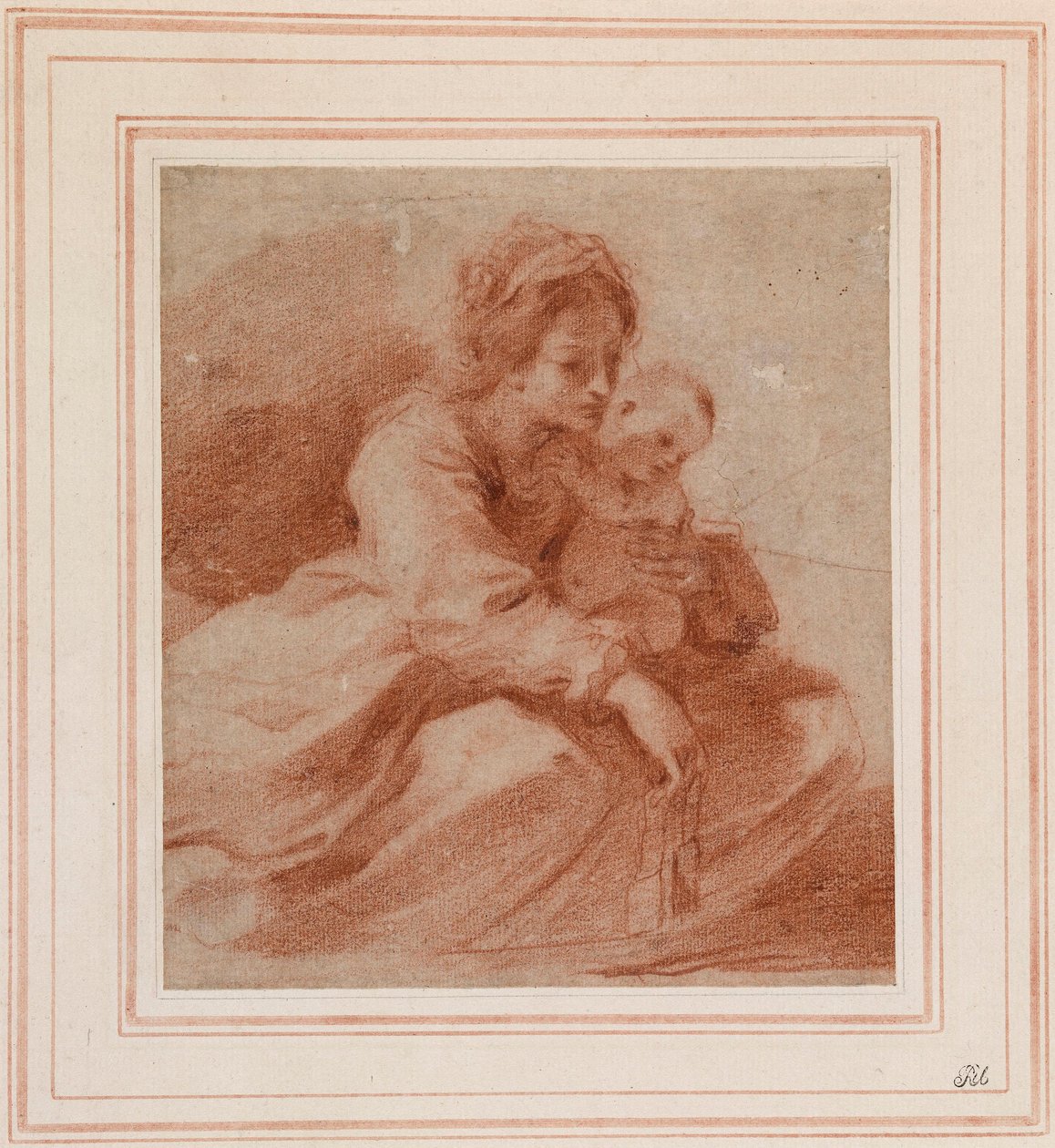Die Jungfrau und das Kind (für die Madonna del Carmine, die einem Karmeliter ein Skapulier überreicht, in der Pinacoteca Civica von Cento, ca. 1615) von Guercino