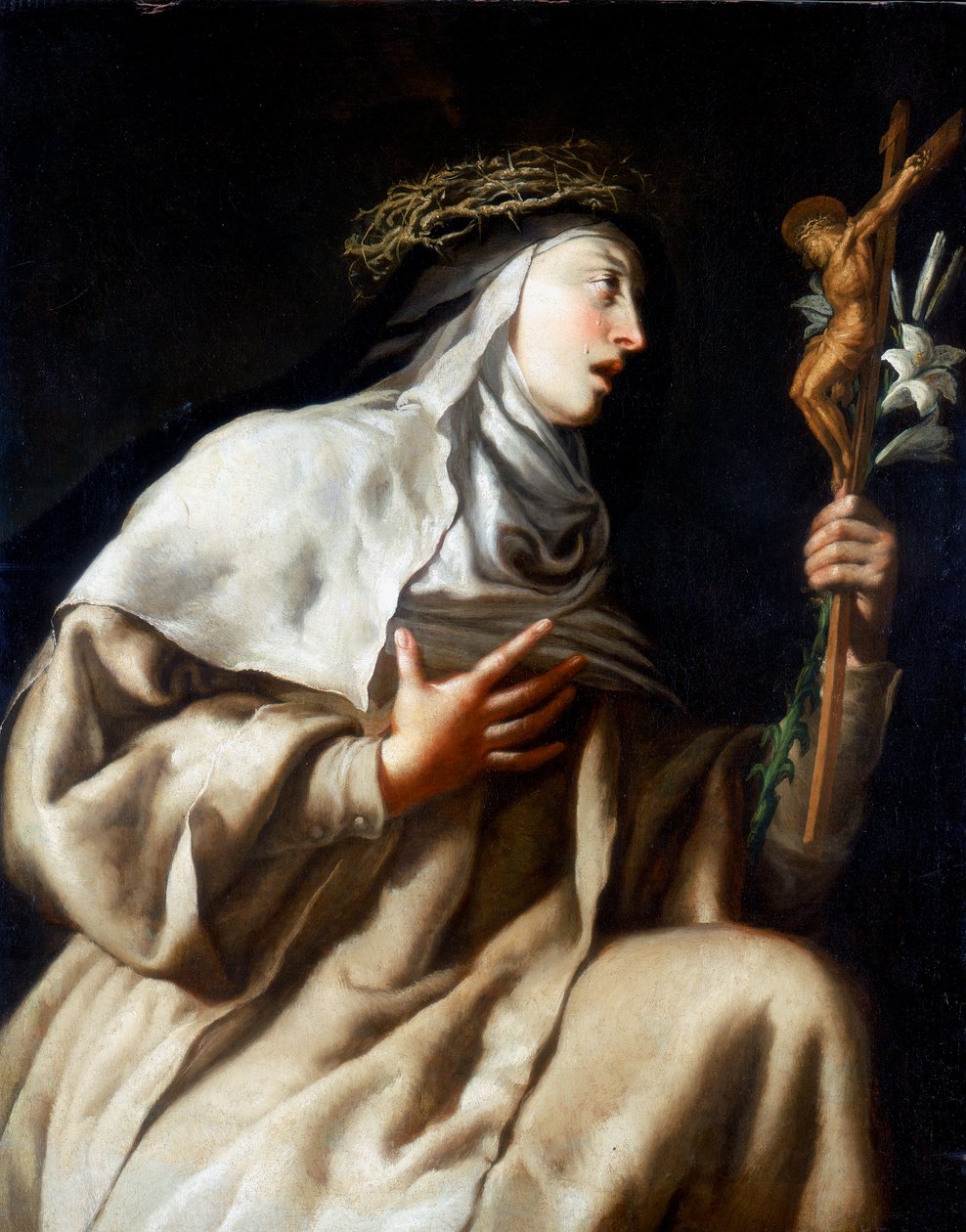 Die heilige Teresa von Ávila vor dem Kreuz, ca. 1621-1663 von Guido Cagnacci