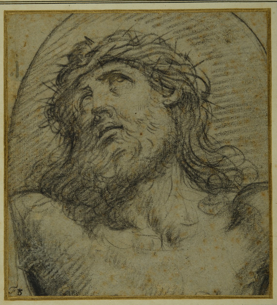 Kopf und Schultern des lebenden gekreuzigten Christus von Guido Reni