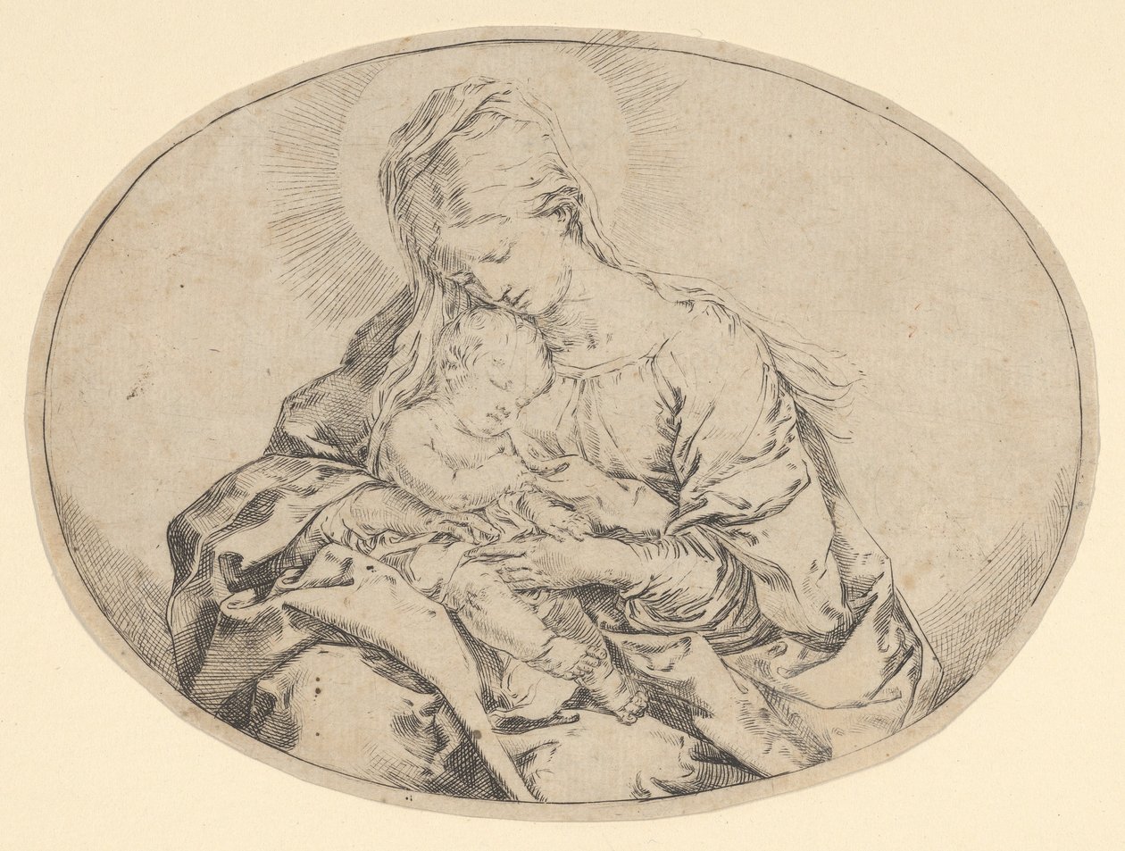 Die Jungfrau mit dem Jesuskind, ovales Komposition, ca. 1600-1640 von Guido Reni