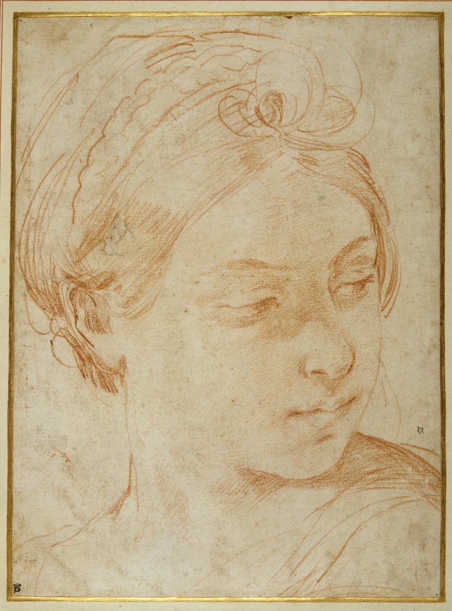 Kopf einer jungen Frau, die über ihre linke Schulter schaut von Guido Reni