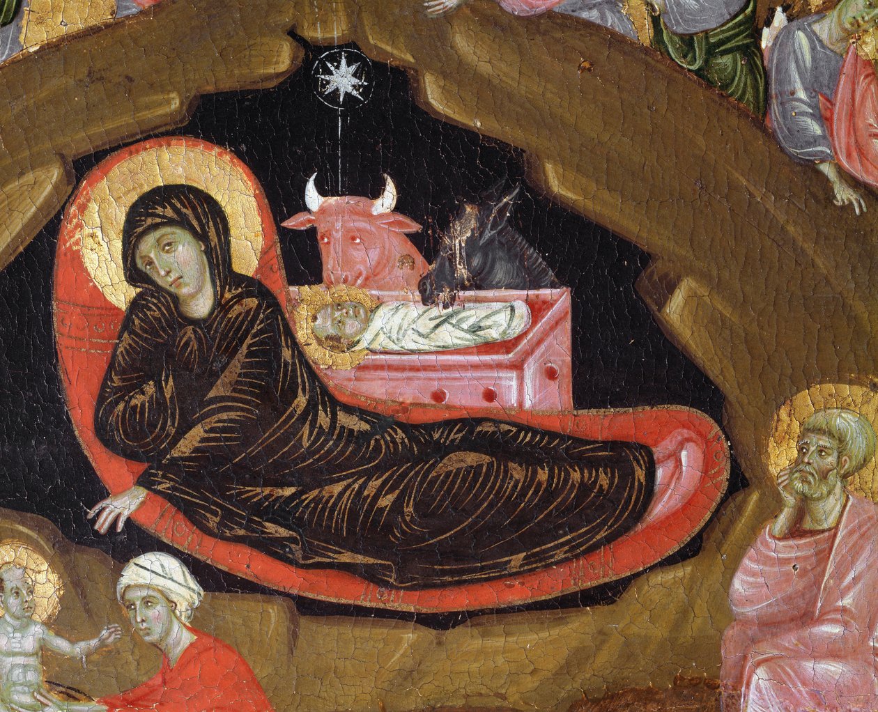 Die Geburt Christi, Detail aus dem Leben Christi von Guido da Siena