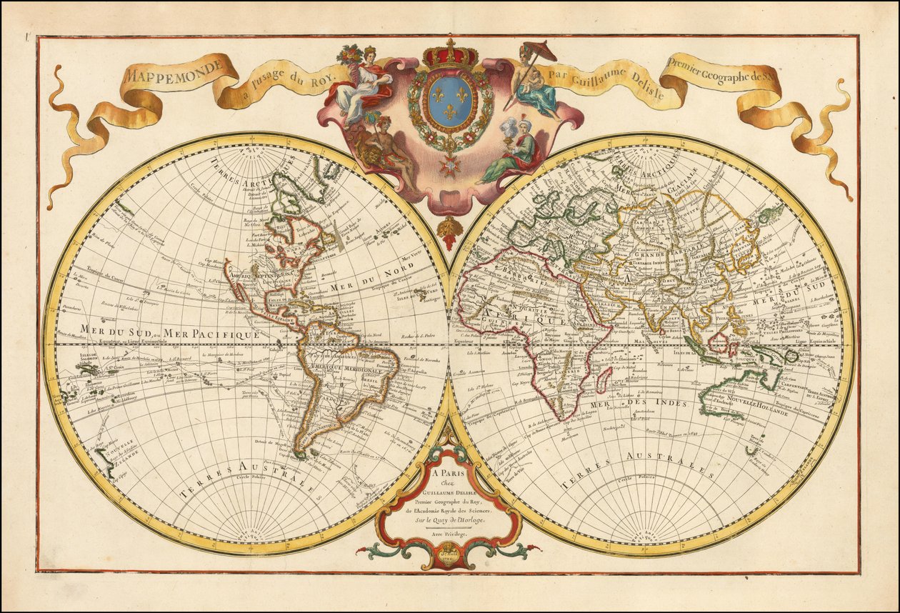 1720 Weltkarte - Mappemonde à l