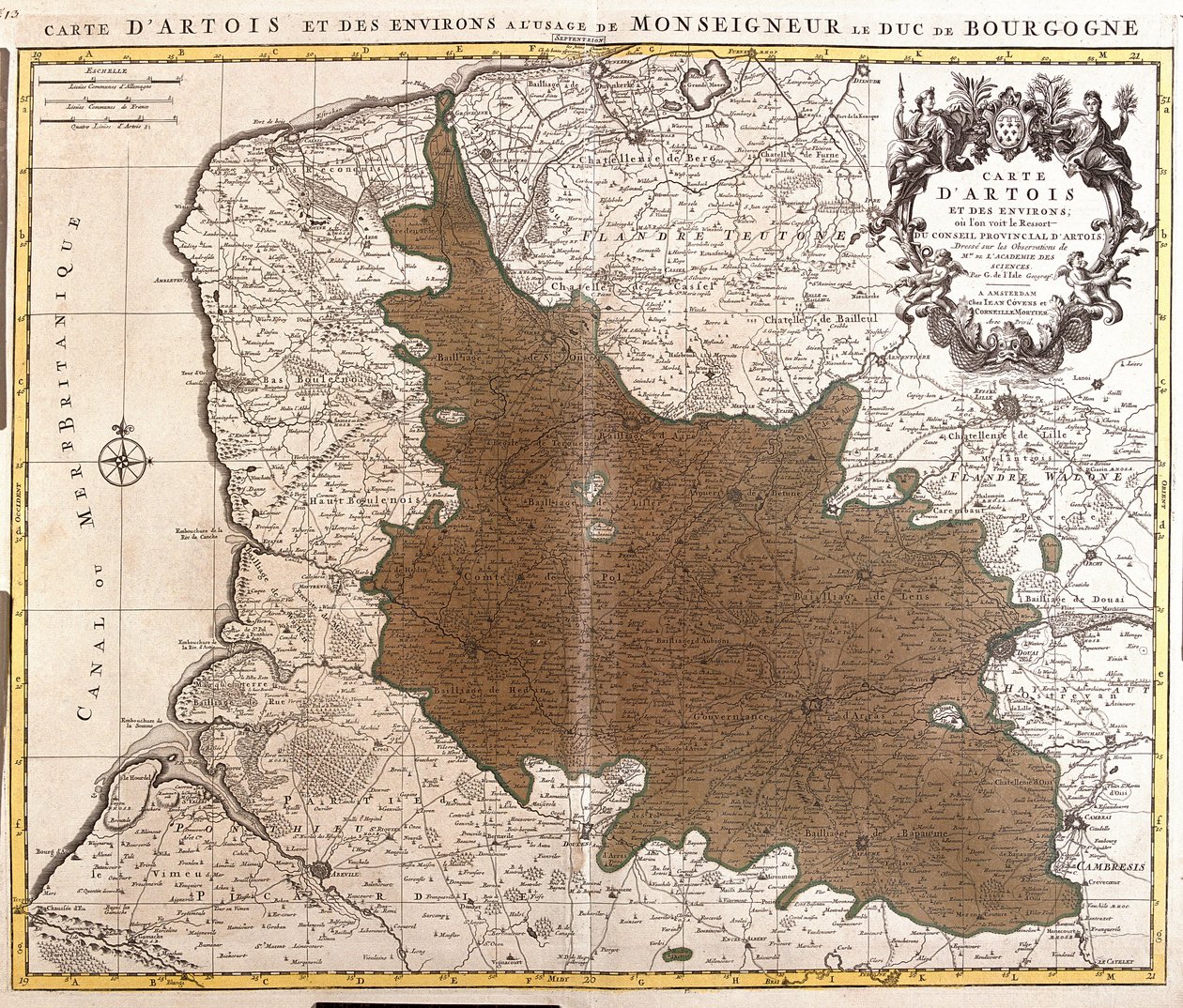 Karte von Artois (Pas de Calais, Frankreich) (Radierung) von Guillaume Delisle