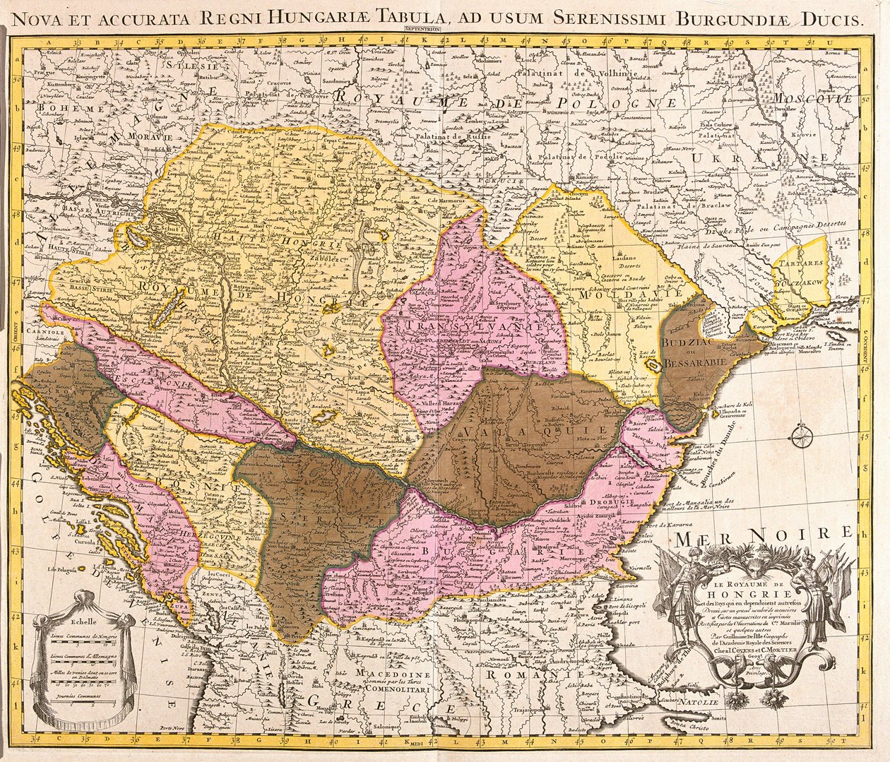 Karte des Königreichs Ungarn (Radierung) von Guillaume Delisle