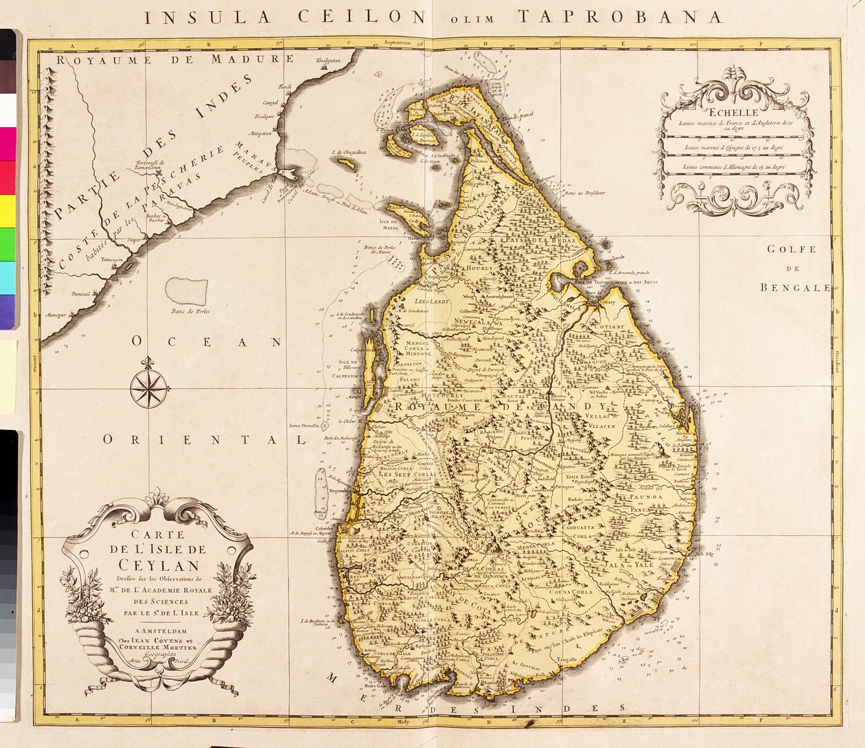 Karte der Insel Ceylon (Sri Lanka) (Radierung) von Guillaume Delisle