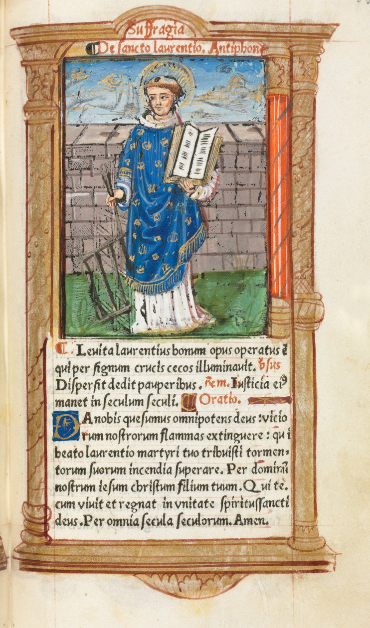 Gedrucktes Stundenbuch (Gebrauch von Rom): fol. 101r, St. Laurentius von Guillaume Le Rouge