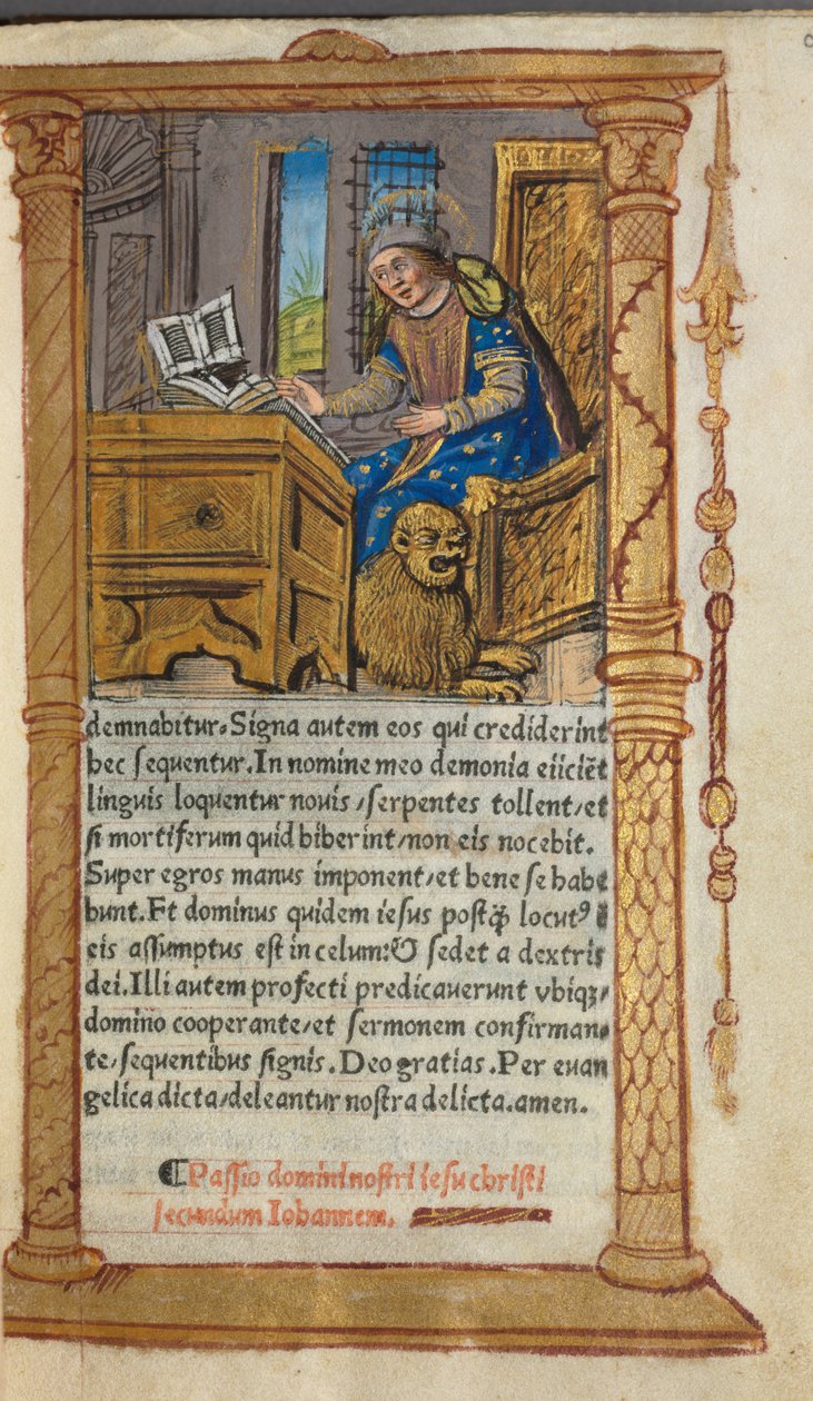 Gedrucktes Stundenbuch (Gebrauch von Rom): fol. 20r, St. Markus von Guillaume Le Rouge