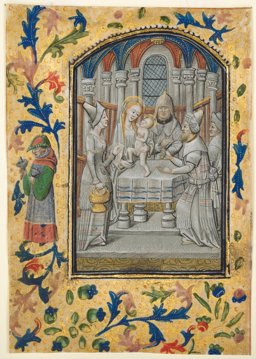 Blatt aus einem Stundenbuch: Darstellung im Tempel von Guillaume Vrelant