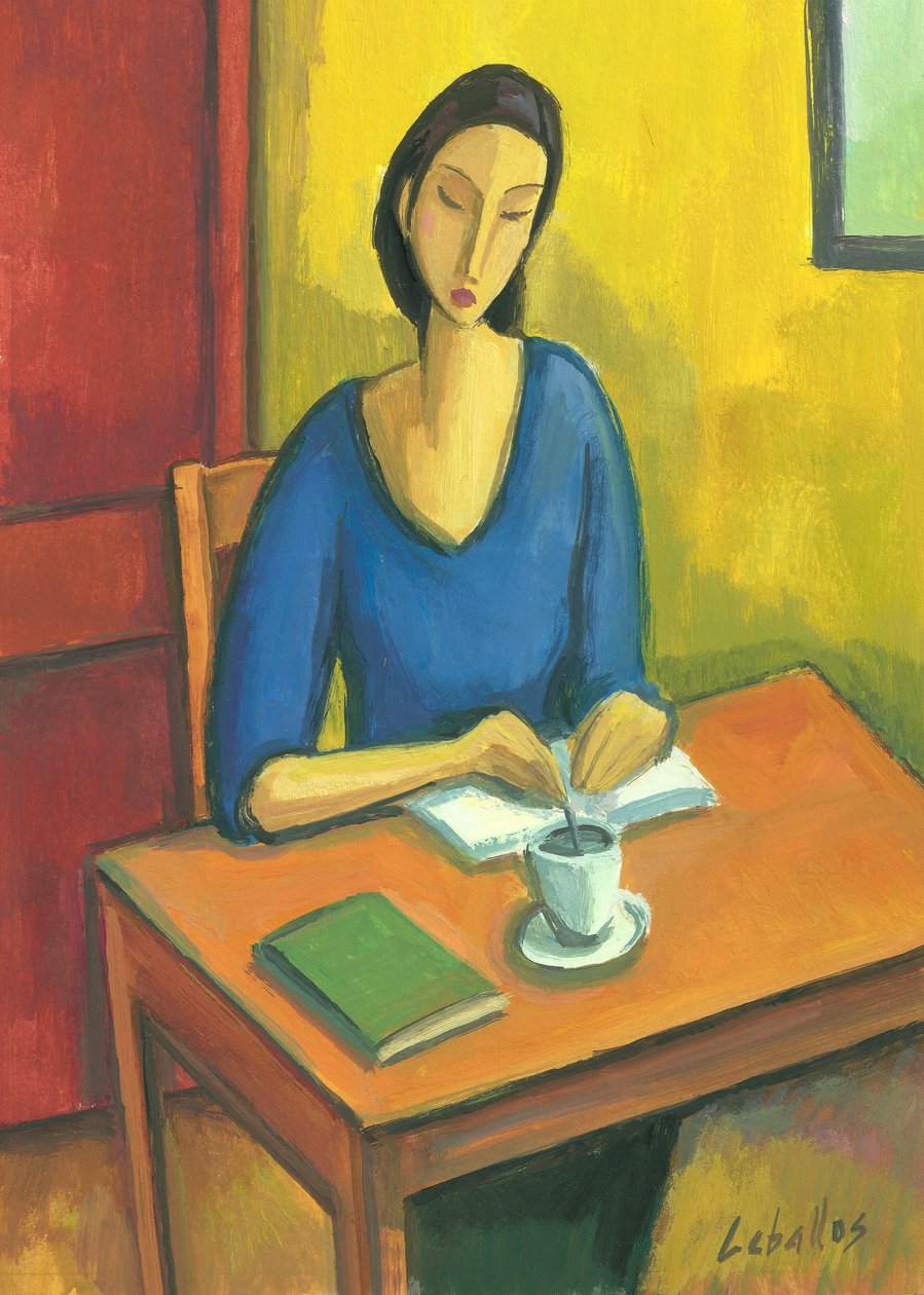 Mädchen mit Büchern und Kaffee von Guillermo Martí Ceballos