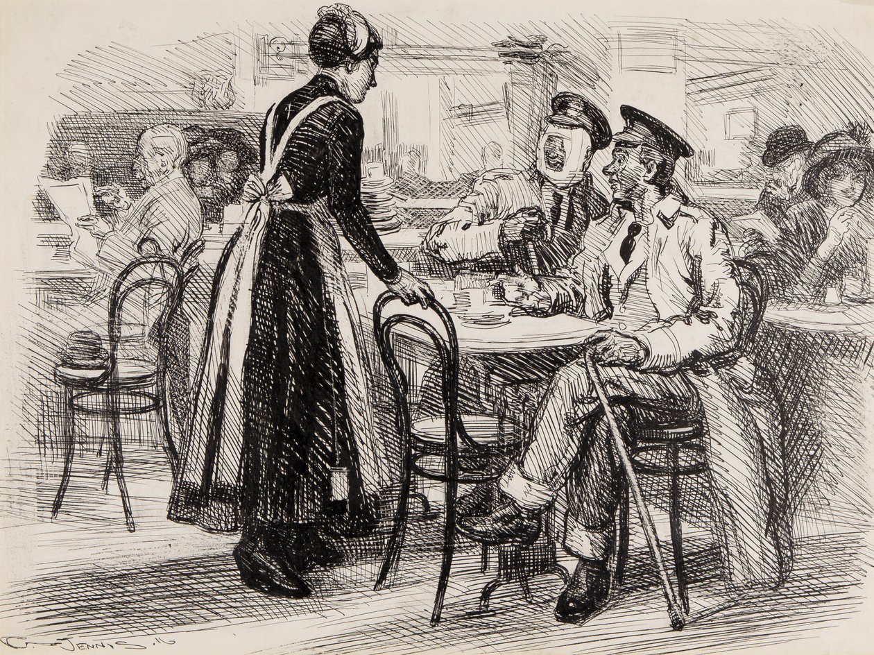 WWI-Karikatur, wahrscheinlich für Punch, 1916 von Gurnell Charles Jennis