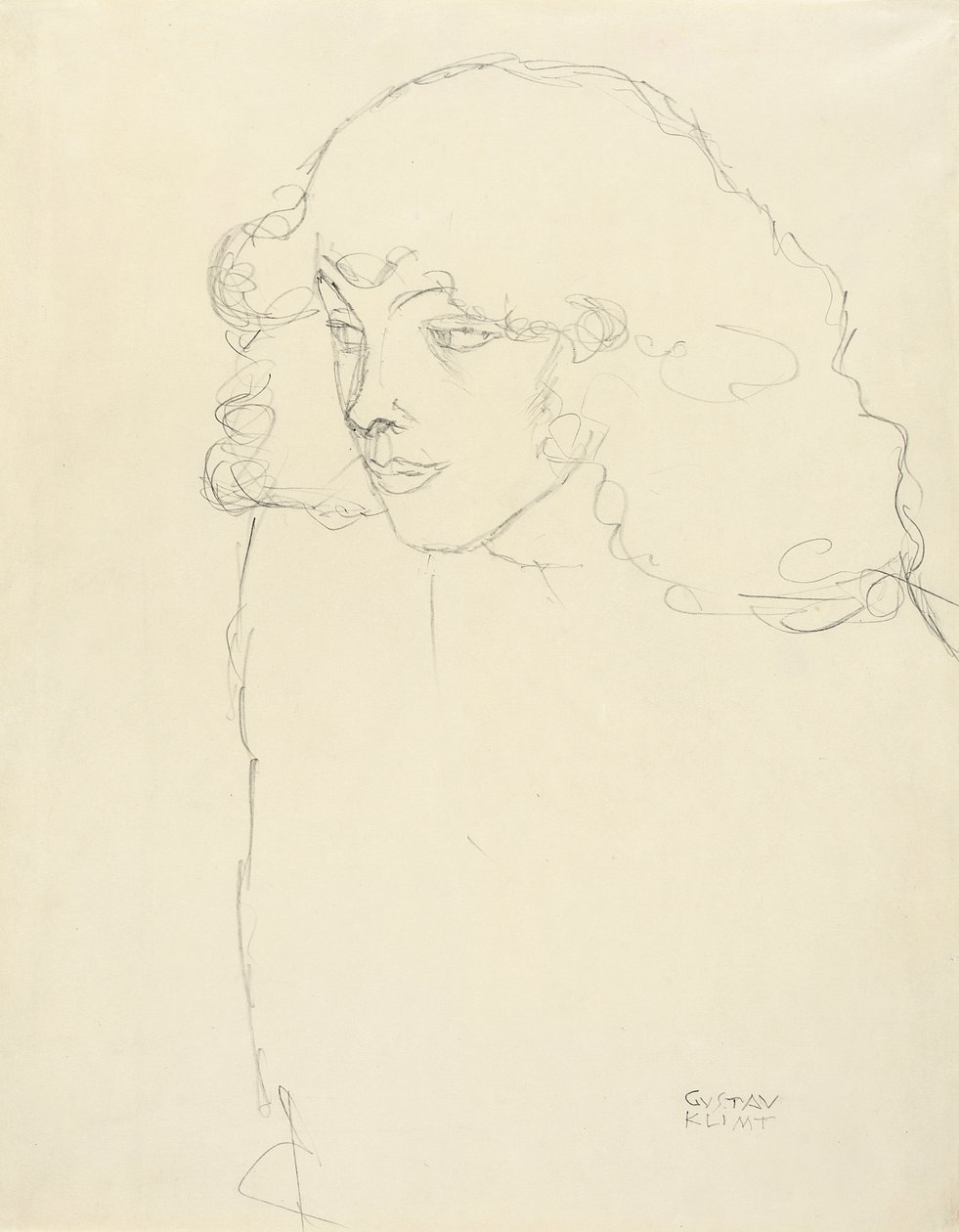 Halbporträt eines Mädchens im Dreiviertelprofil von links von Gustav Klimt