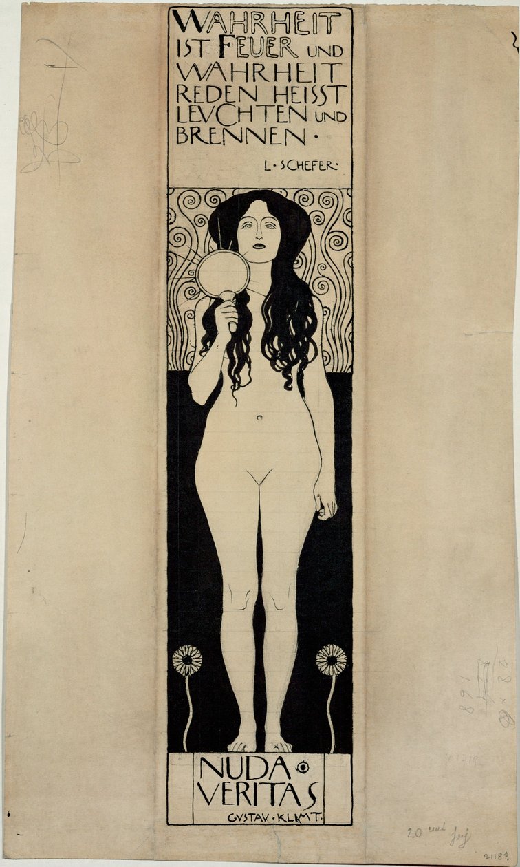 Nuda Veritas, Studie für ein späteres Ölgemälde von Gustav Klimt