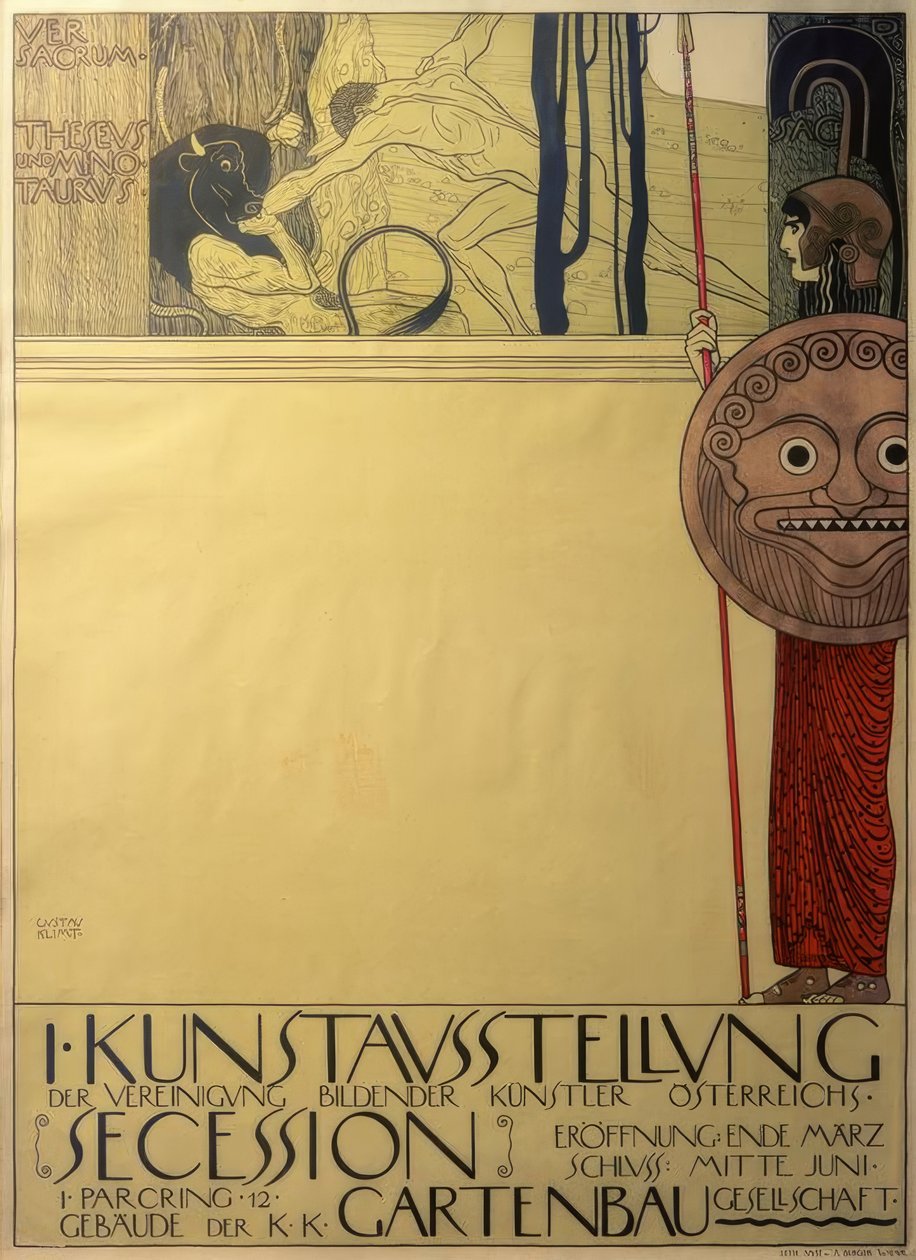 Plakat für die I. Ausstellung der Secession (zensiert) von Gustav Klimt