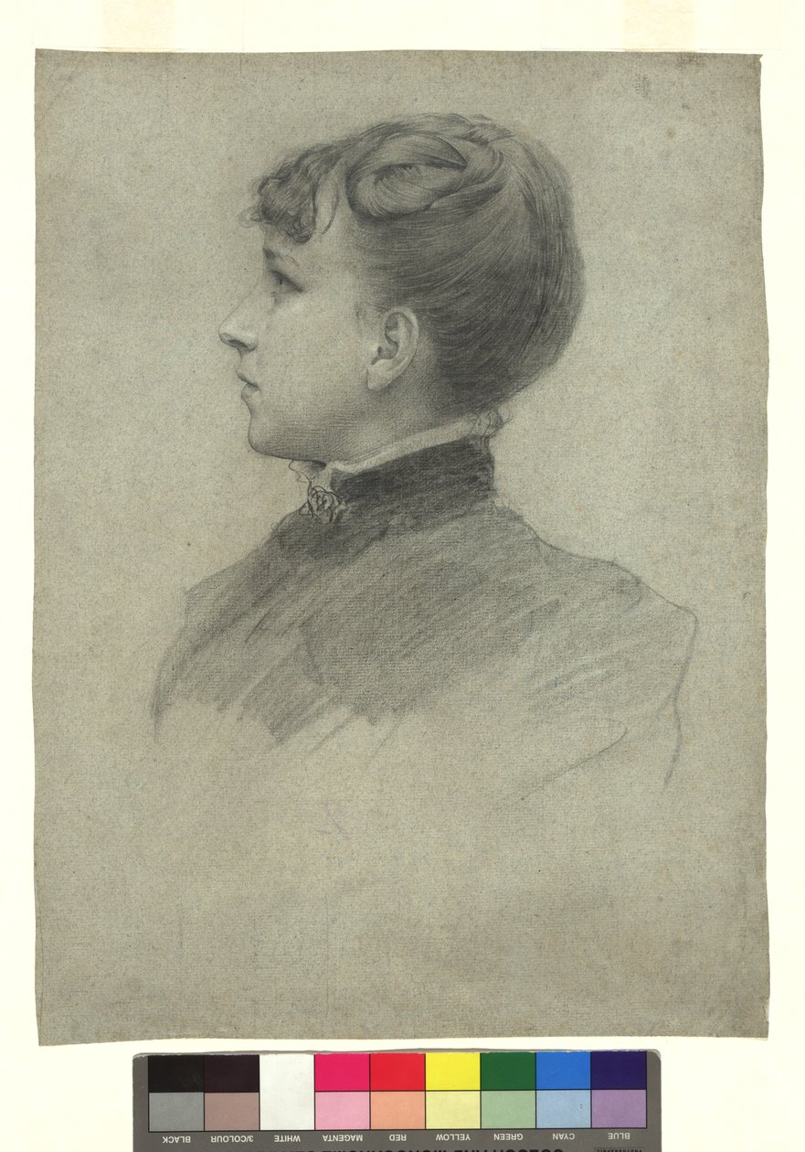 Porträt von Gustav Klimts Schwester Hermine im Profil nach links von Gustav Klimt