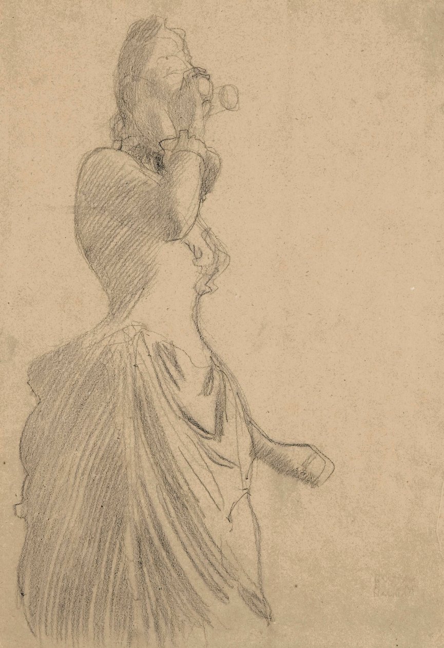 Frau mit Fernglas, ca. 1888 von Gustav Klimt
