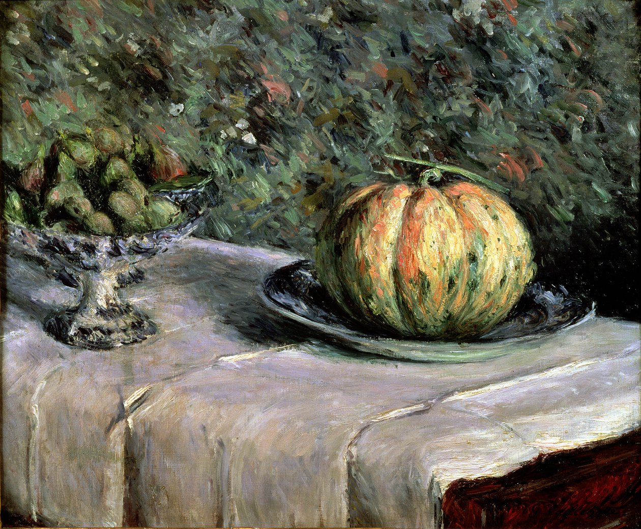 Melone und Obstschale mit Feigen, 1880-82 von Gustave Caillebotte