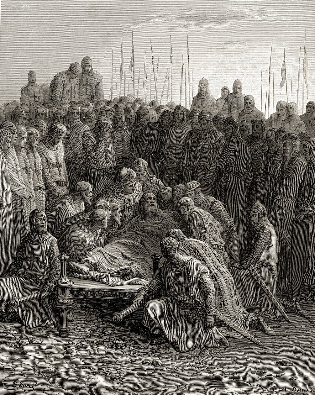 Tod von Balduin I. (1171-1205), dem lateinischen König von Jerusalem, Illustration aus 