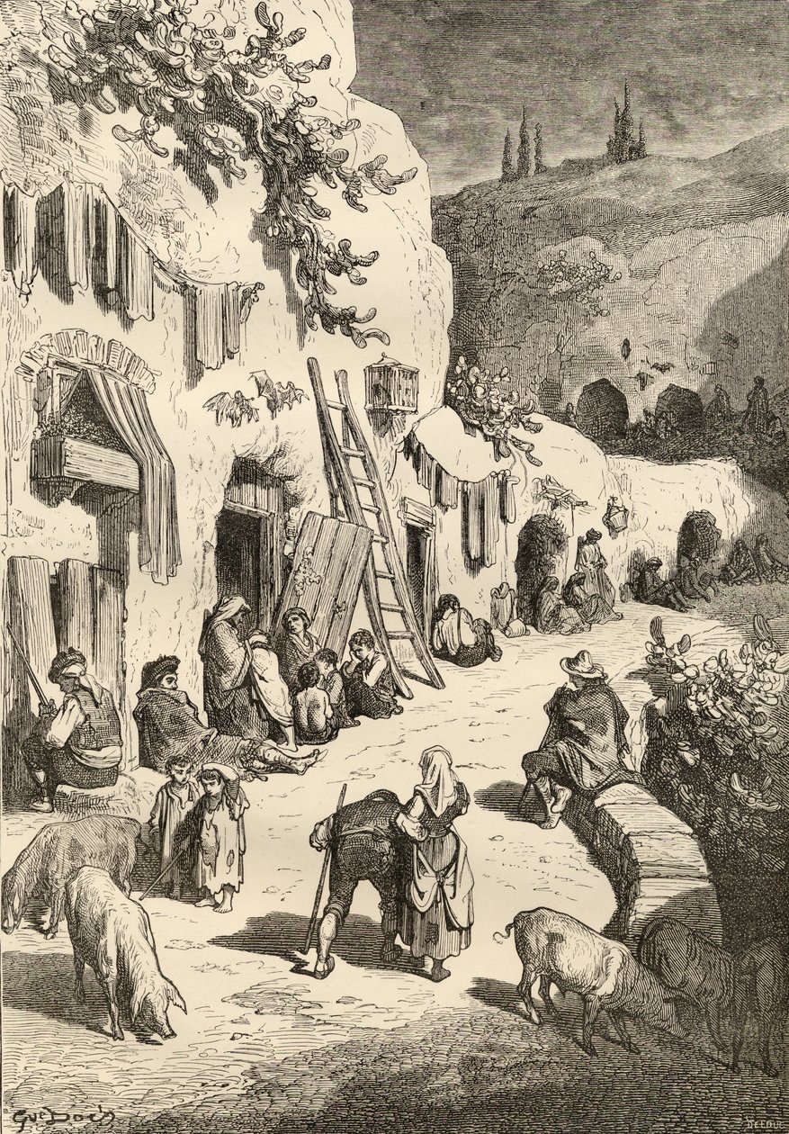 Zigeunerhöhlen, Sacro Monte, Granada, Spanien, aus 
